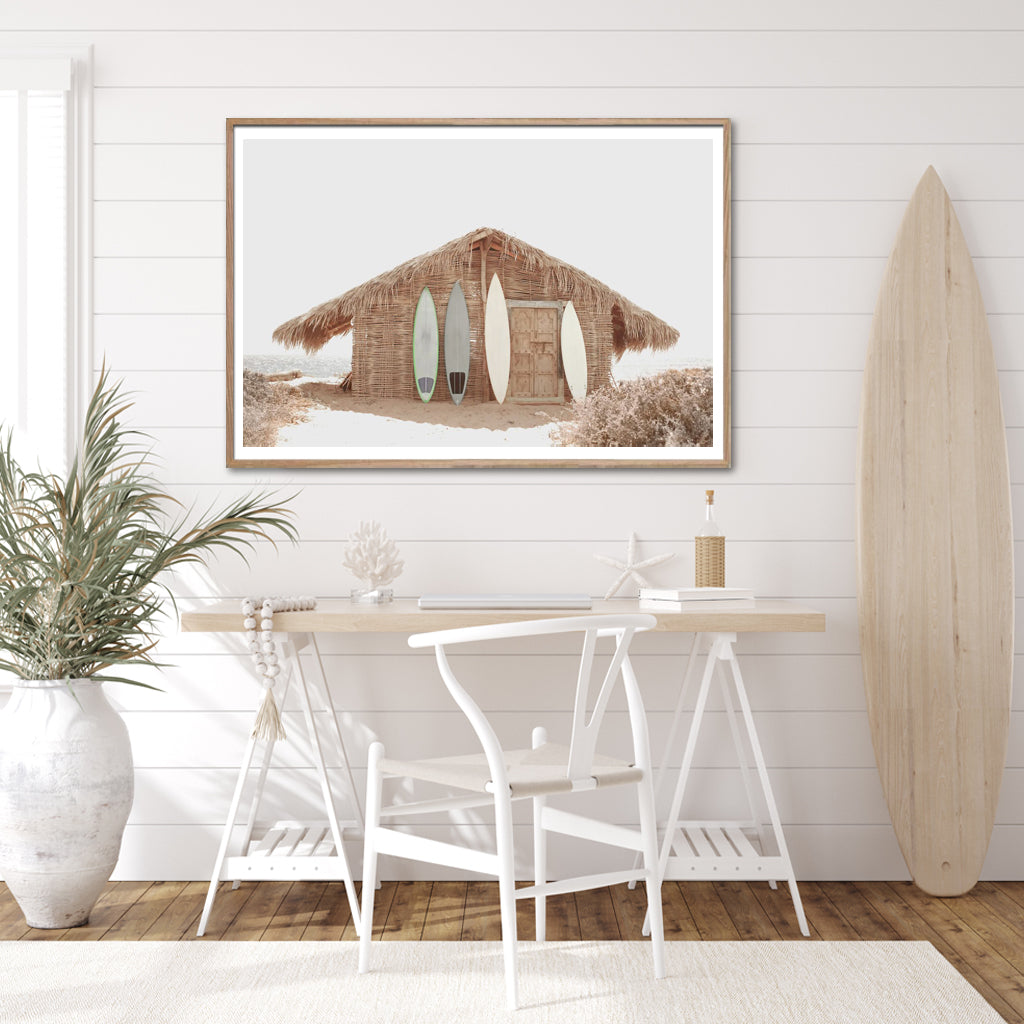 50cmx70cm-surf-cabin-wood-frame-canvas-wall-art www.mallsonline.com.au