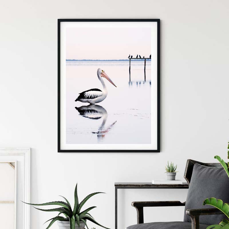50cmx70cm-pelican-black-frame-canvas-wall-art www.mallsonline.com.au