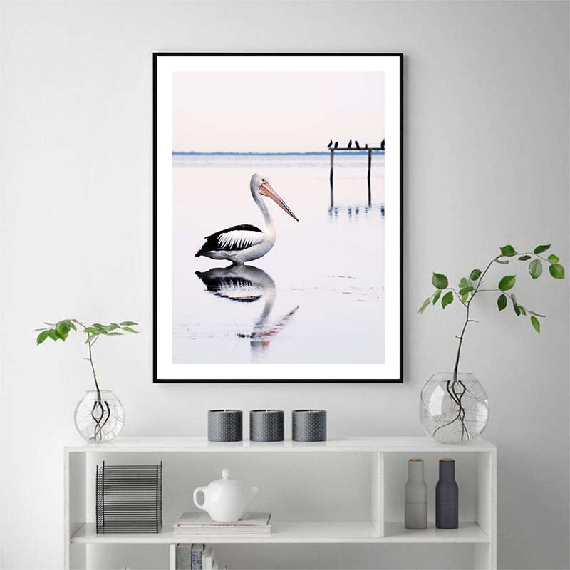 50cmx70cm-pelican-black-frame-canvas-wall-art www.mallsonline.com.au
