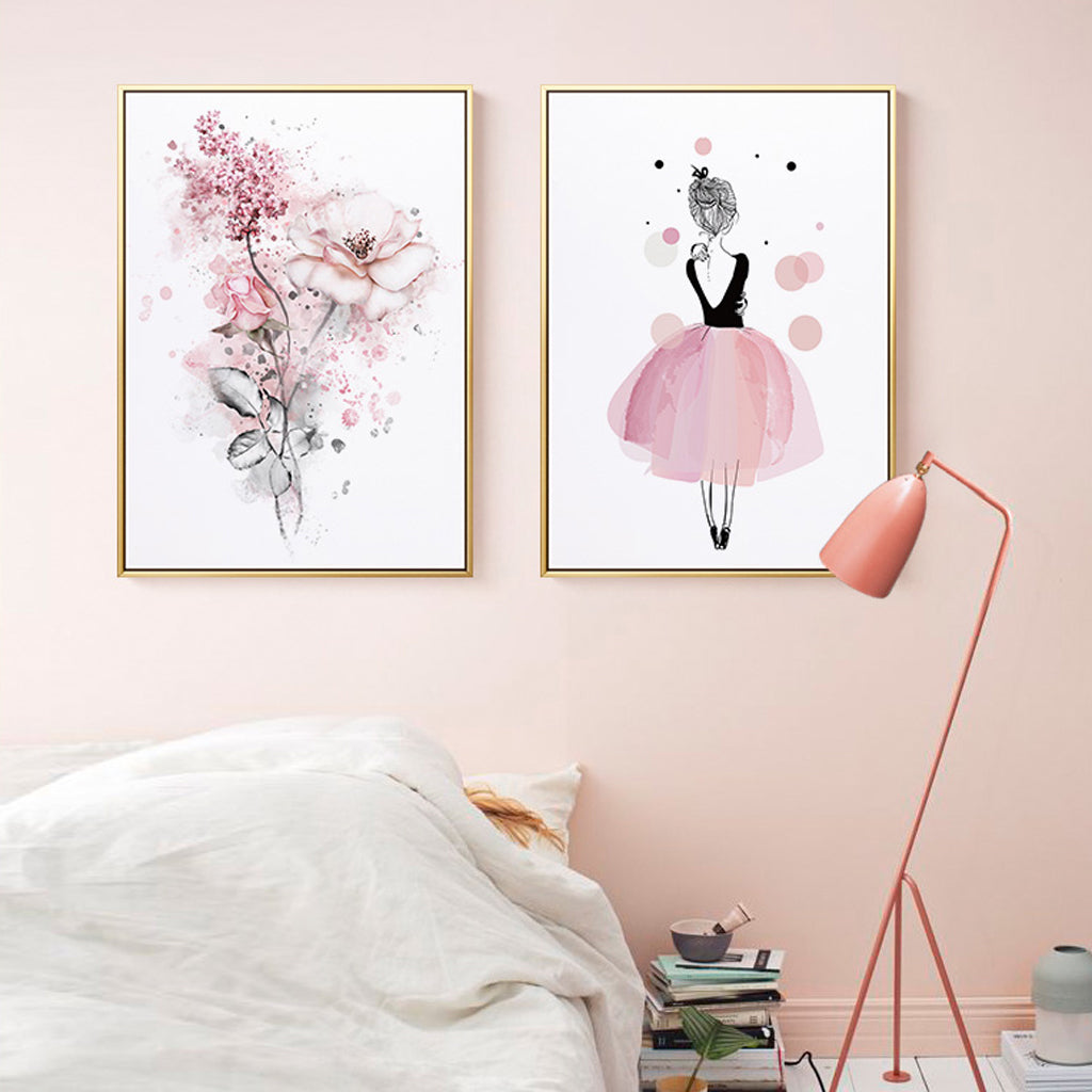 50cmx70cm-dancing-ballerina-in-paris-2-sets-gold-frame-canvas-wall-art www.mallsonline.com.au