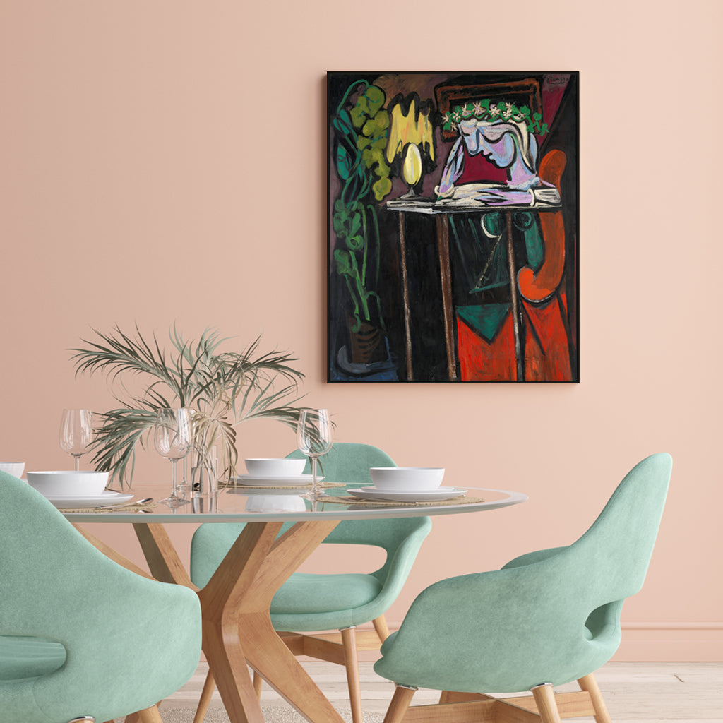 50cmx70cm-reading-girl-by-pablo-picasso-black-frame-canvas-wall-art www.mallsonline.com.au