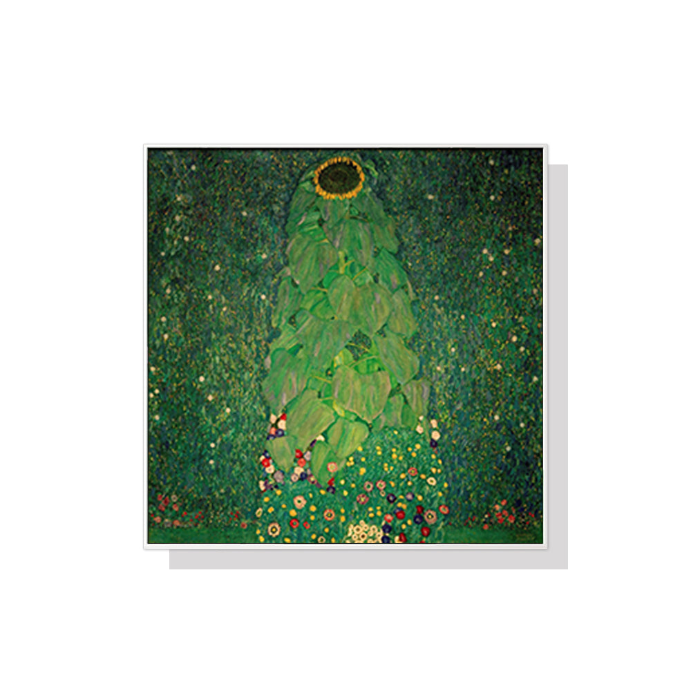 60cmx60cm-sunflower-by-gustav-klimt-white-frame-canvas-wall-art www.mallsonline.com.au