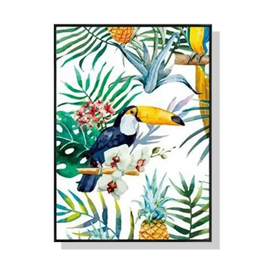 80cmx120cm-toucan-plants-black-frame-canvas-wall-art www.mallsonline.com.au