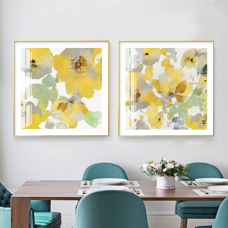 50cmx50cm-yellow-flowers-american-style-2-sets-gold-frame-canvas-wall-art www.mallsonline.com.au