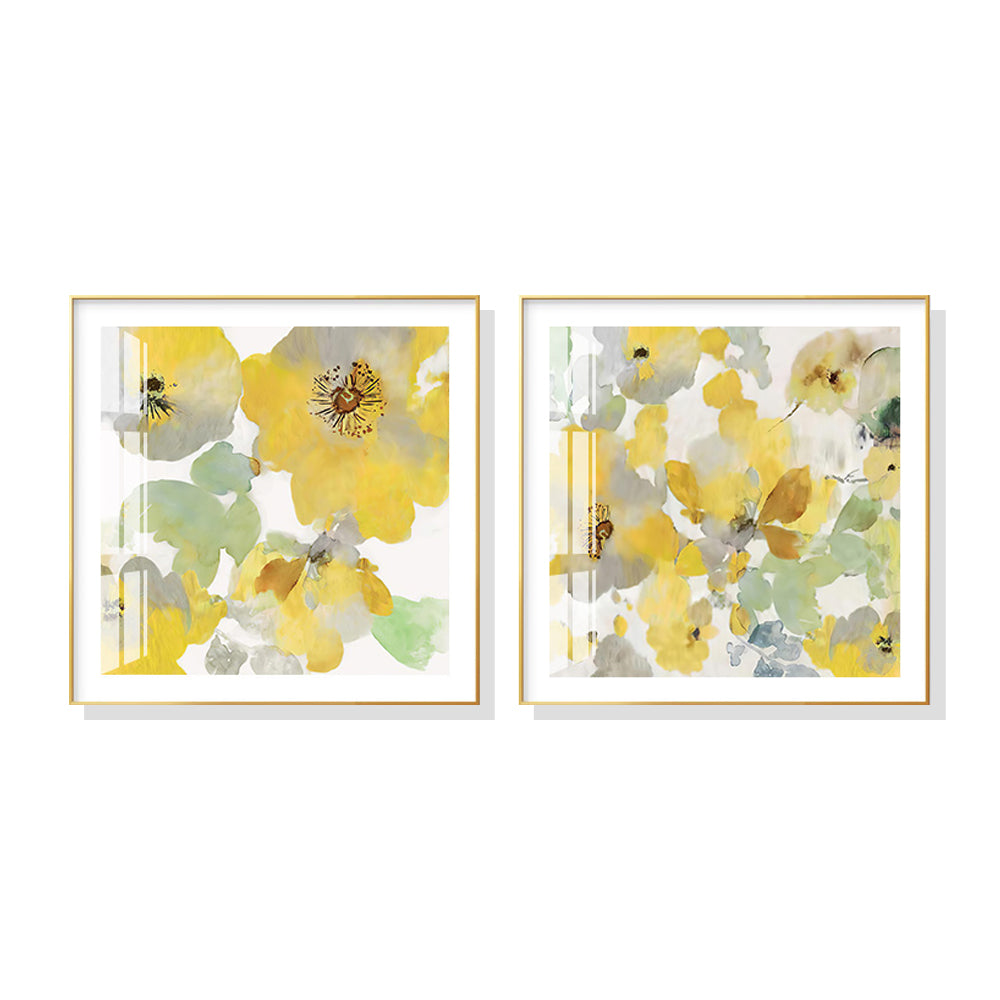 60cmx60cm-yellow-flowers-american-style-2-sets-gold-frame-canvas-wall-art www.mallsonline.com.au