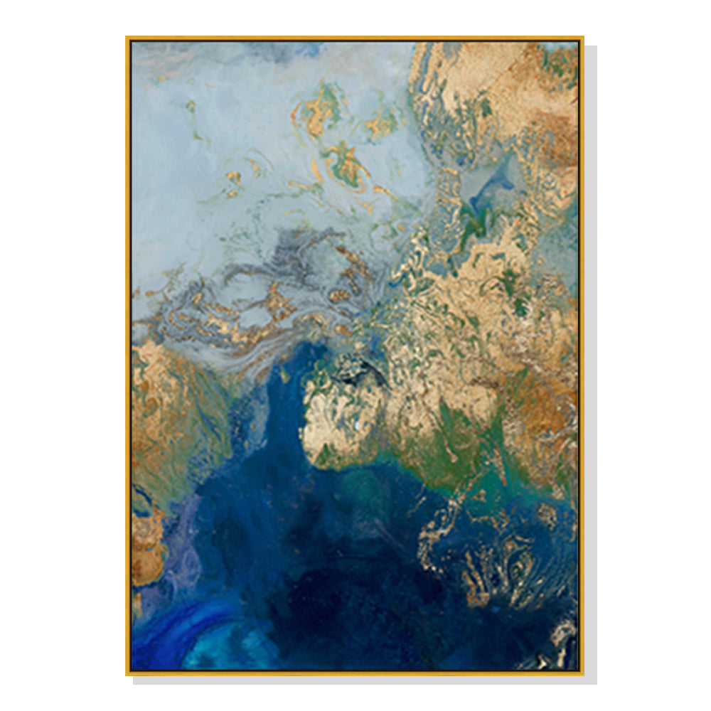 50cmx70cm-marbled-blue-gold-artwork-gold-frame-canvas-wall-art www.mallsonline.com.au