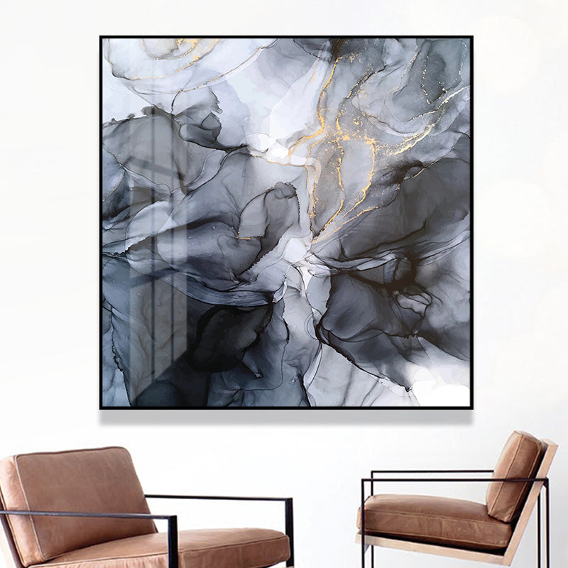 50cmx50cm-marbled-black-grey-black-frame-canvas-wall-art www.mallsonline.com.au