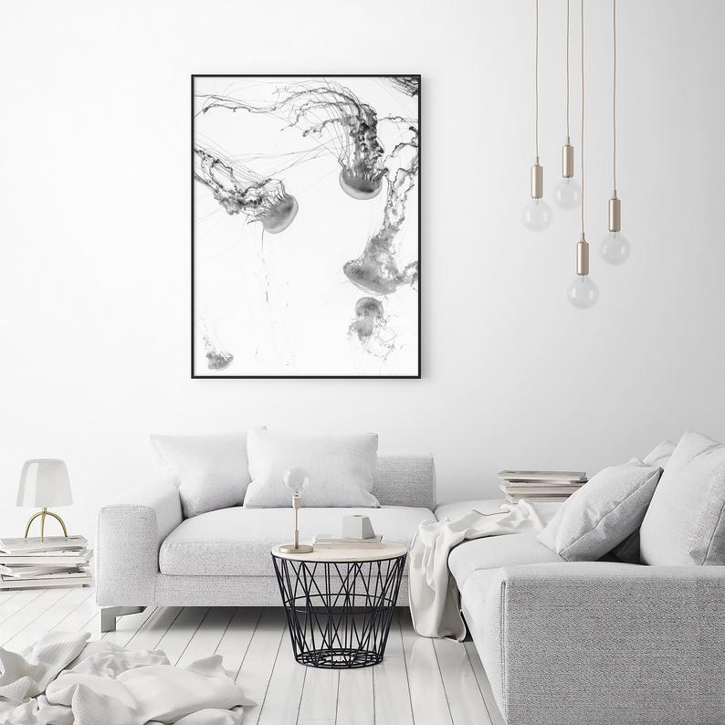 50cmx70cm-jellyfish-black-frame-canvas-wall-art www.mallsonline.com.au