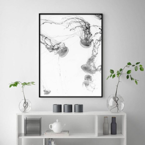 50cmx70cm-jellyfish-black-frame-canvas-wall-art www.mallsonline.com.au