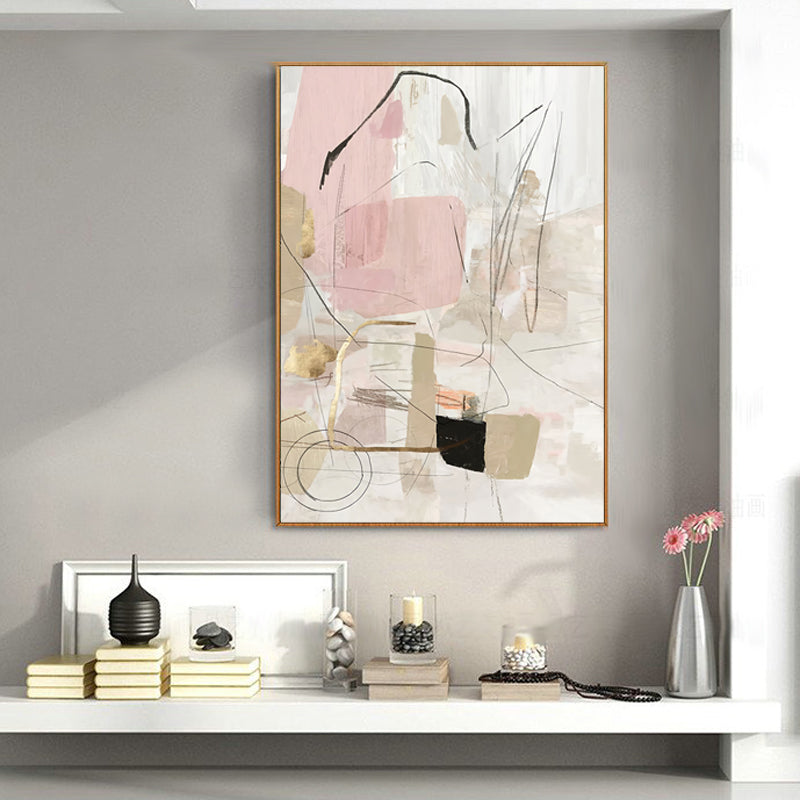 50cmx70cm-abstract-pink-gold-frame-canvas-wall-art www.mallsonline.com.au
