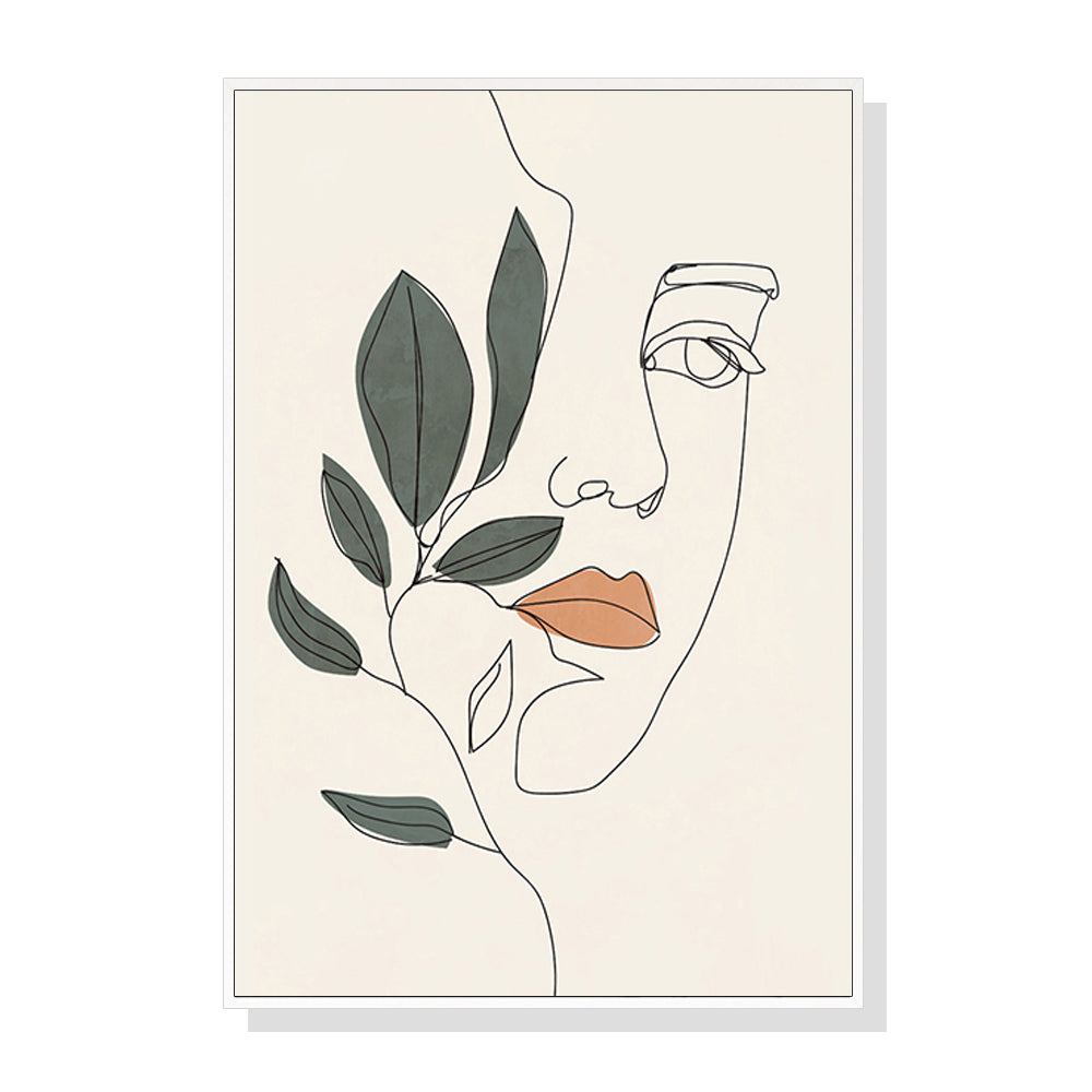 50cmx70cm-line-art-girl-face-white-frame-canvas-wall-art www.mallsonline.com.au