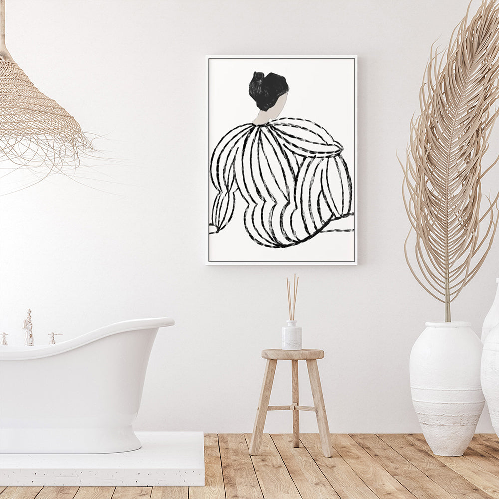 70cmx100cm-modern-lady-white-frame-canvas-wall-art www.mallsonline.com.au