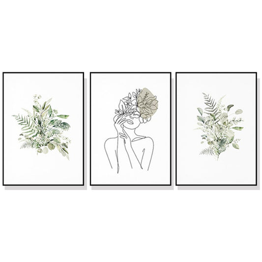 40cmx60cm-botanical-line-girl-3-sets-black-frame-canvas-wall-art www.mallsonline.com.au