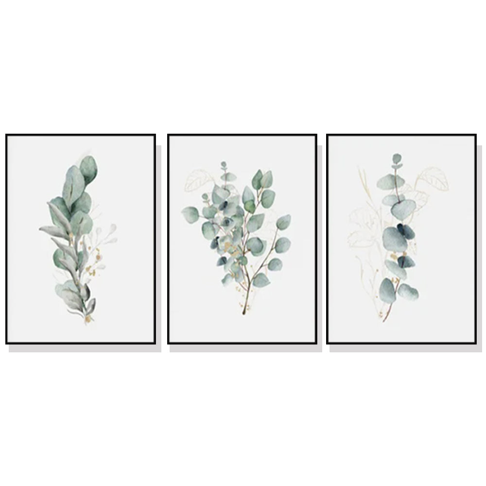 50cmx70cm-eucalyptus-plant-3-sets-black-frame-canvas-wall-art www.mallsonline.com.au