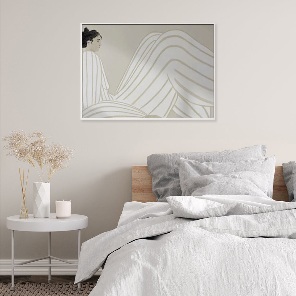 50cmx70cm-abstract-lady-white-frame-canvas-wall-art www.mallsonline.com.au