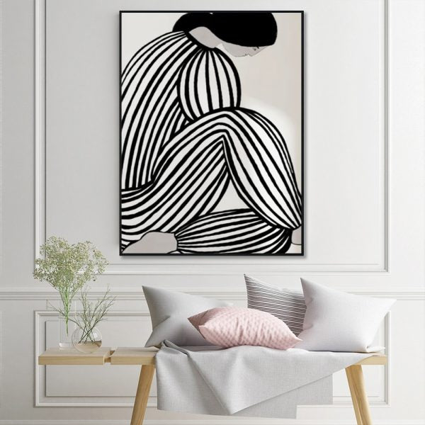 50cmx70cm-mid-century-figure-black-frame-canvas-wall-art www.mallsonline.com.au