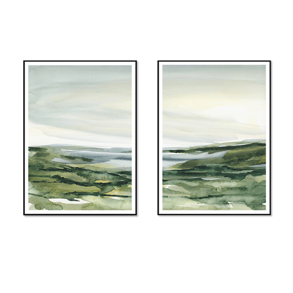 50cmx70cm-watercolor-landscape-2-sets-black-frame-canvas-wall-art www.mallsonline.com.au
