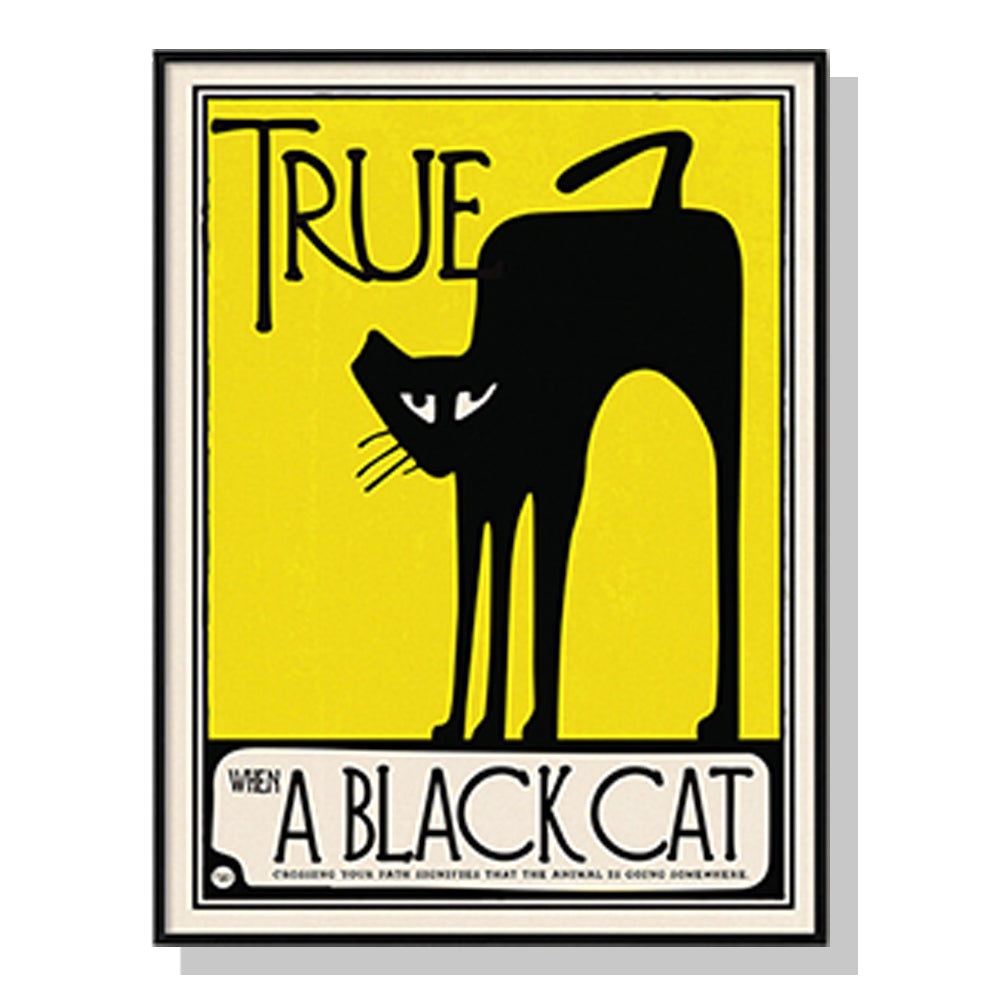 50cmx70cm-black-cat-black-frame-canvas-wall-art www.mallsonline.com.au