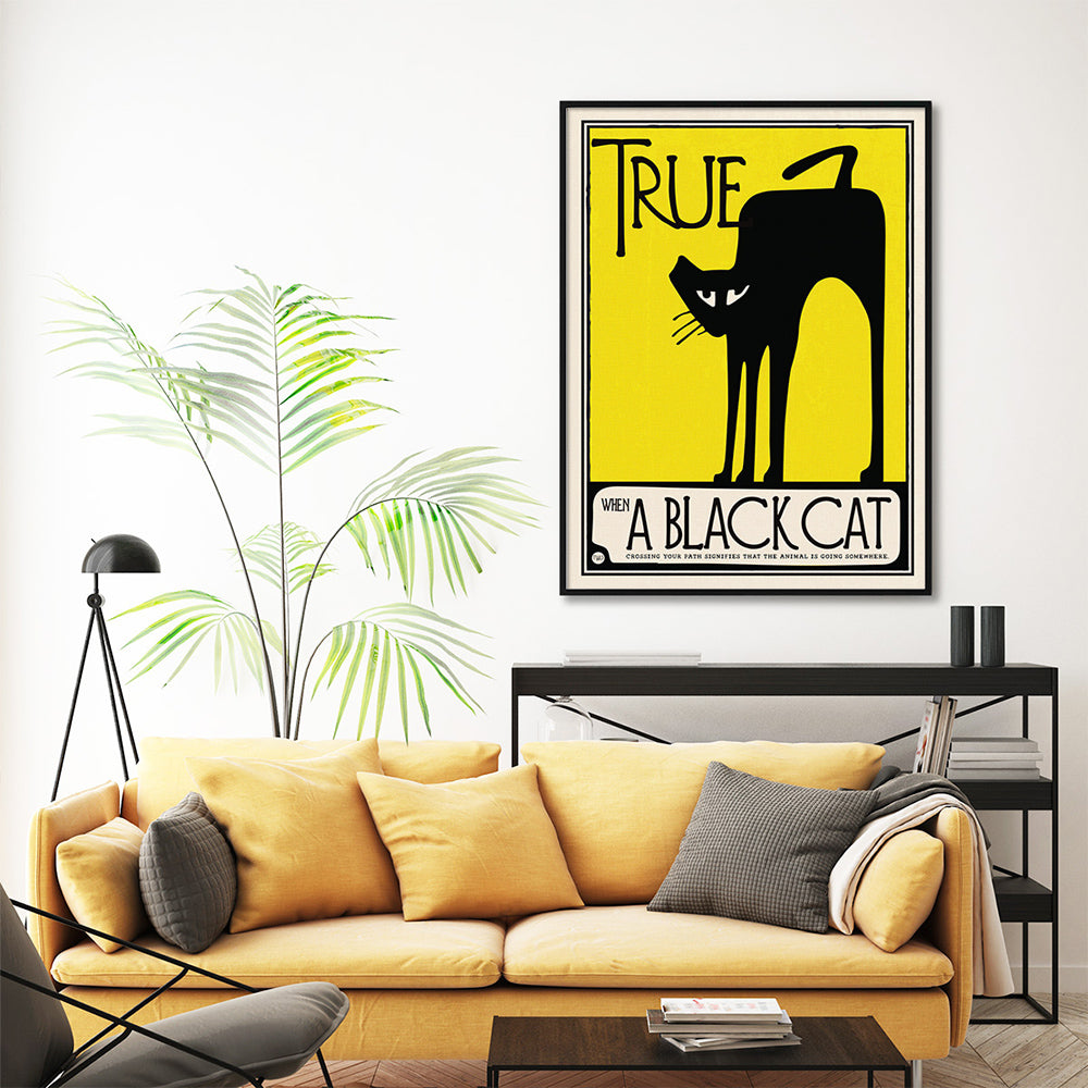 50cmx70cm-black-cat-black-frame-canvas-wall-art www.mallsonline.com.au