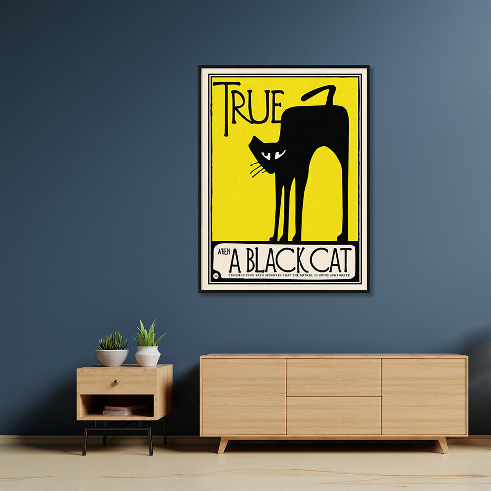 50cmx70cm-black-cat-black-frame-canvas-wall-art www.mallsonline.com.au