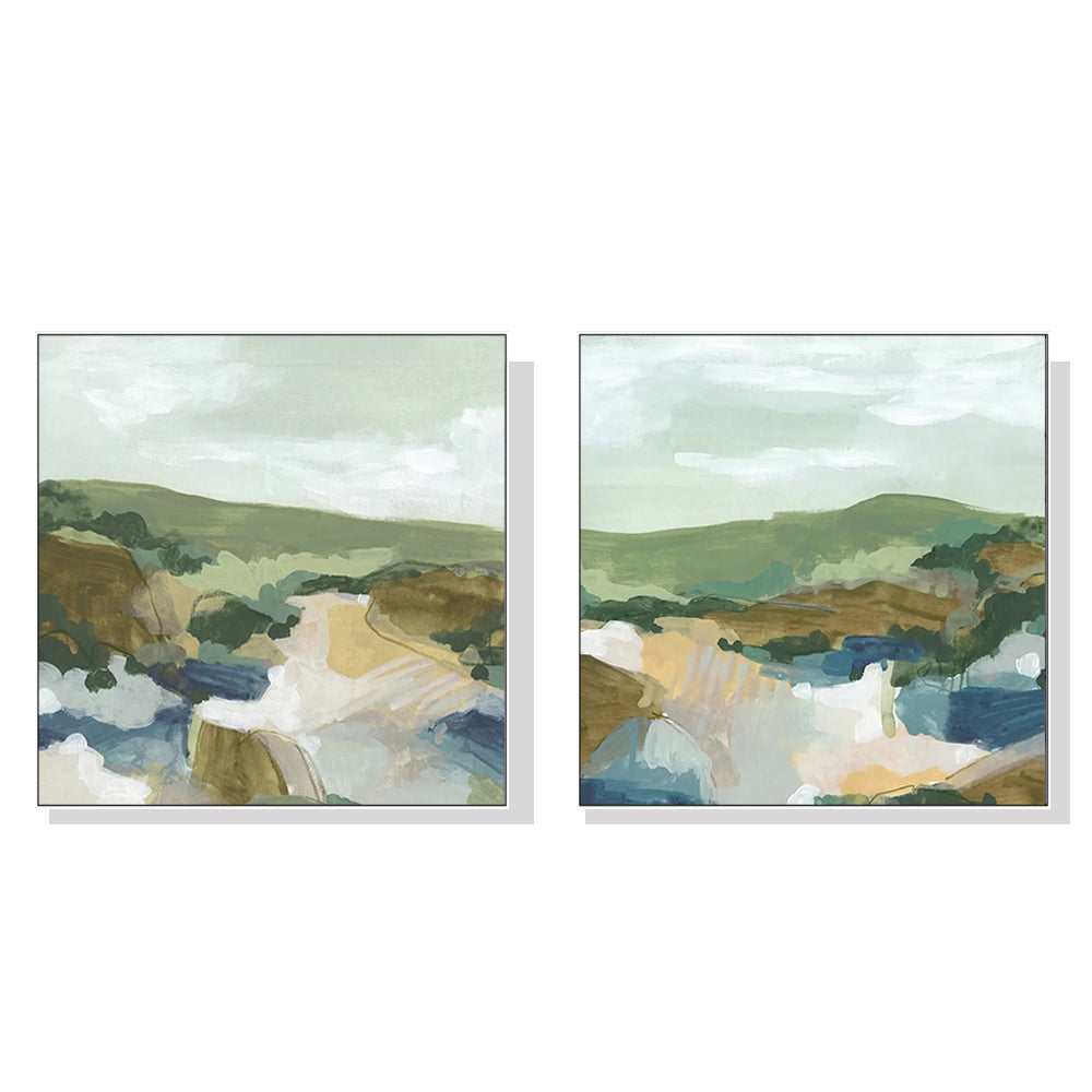 50cmx50cm-abstract-landscape-2-sets-white-frame-canvas-wall-art www.mallsonline.com.au