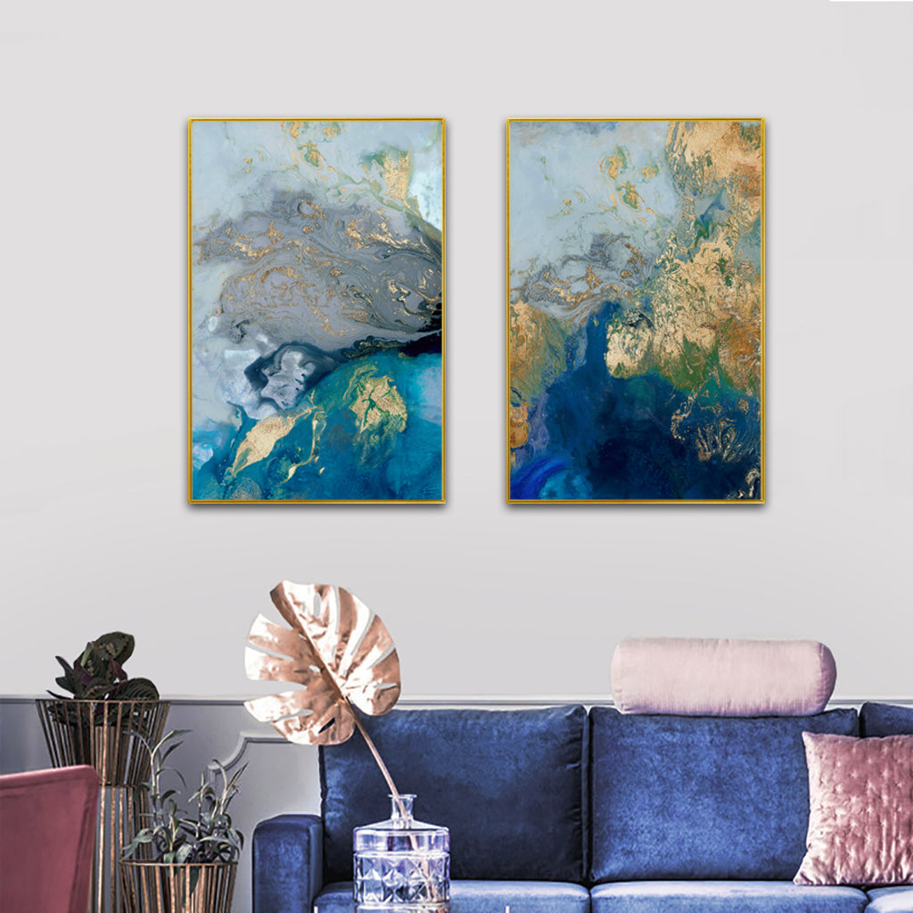50cmx70cm-marbled-blue-and-gold-2-sets-gold-frame-canvas-wall-art www.mallsonline.com.au