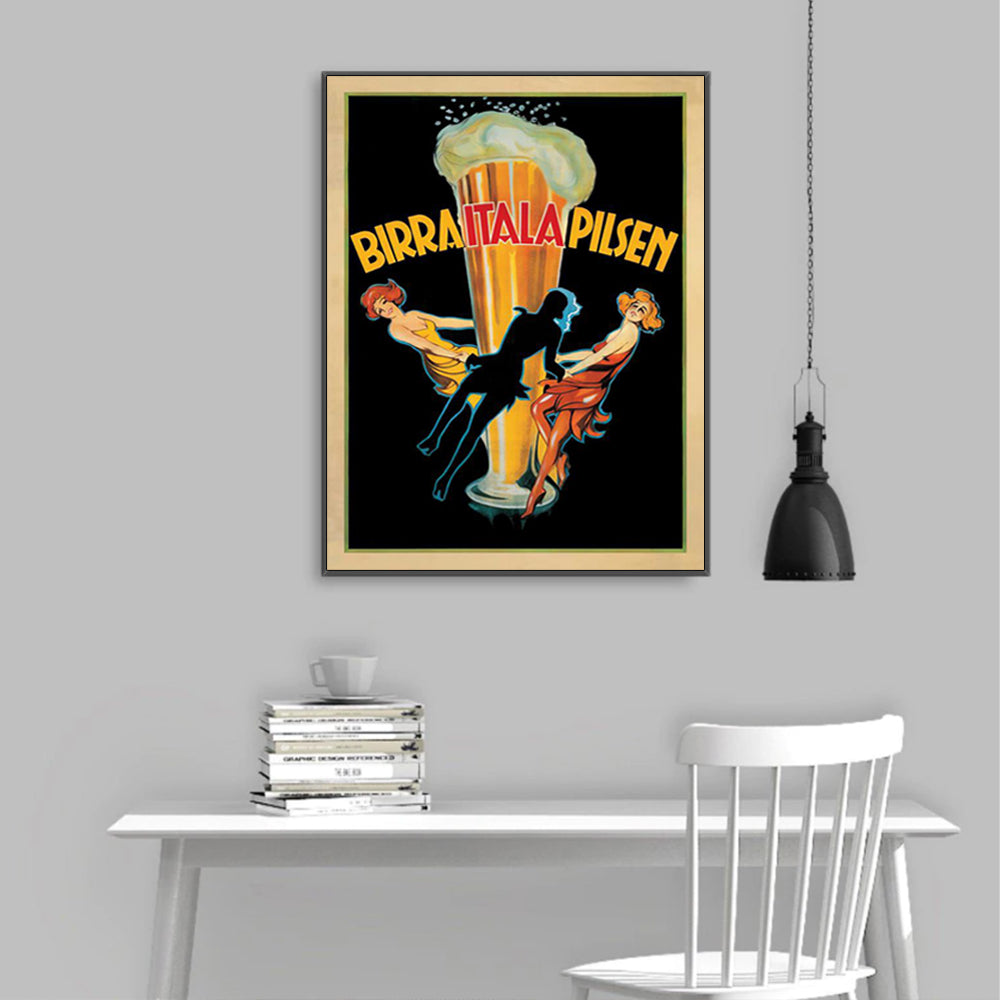 50cmx70cm-birra-itala-pilsen-black-frame-canvas-wall-art www.mallsonline.com.au