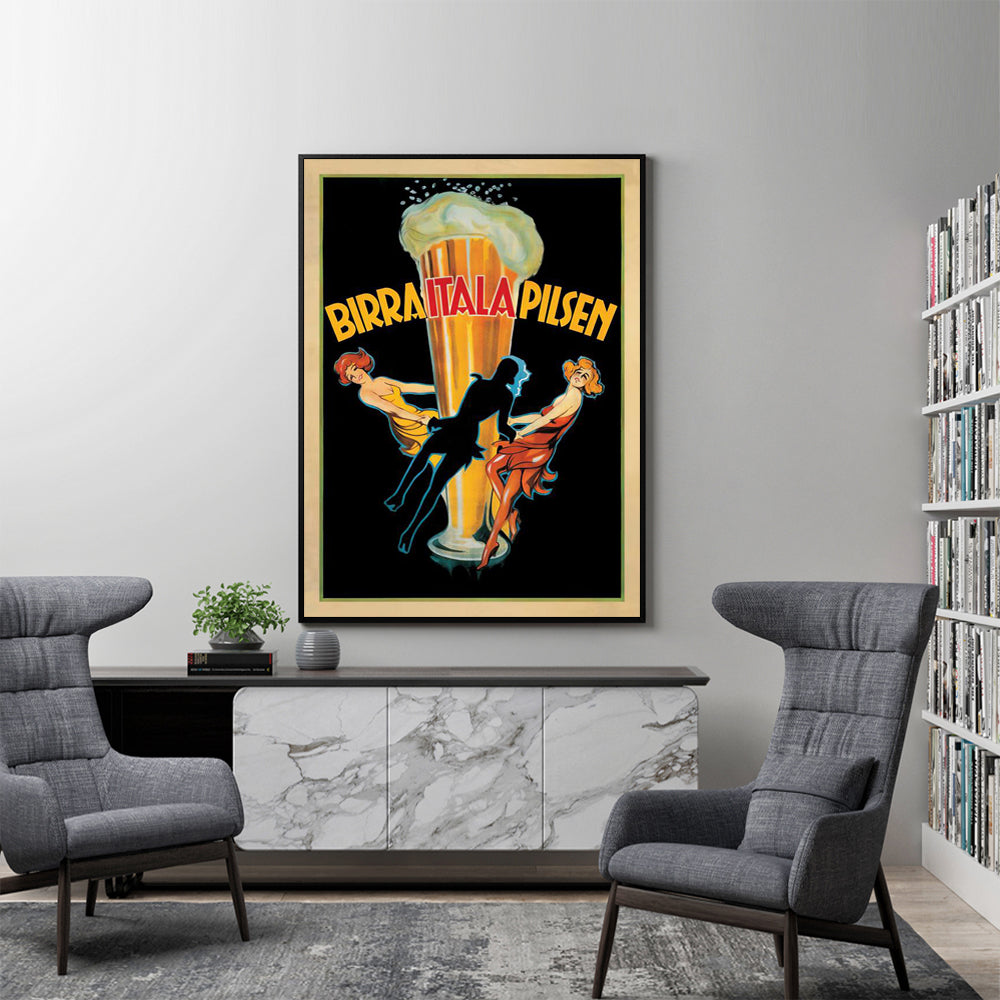 50cmx70cm-birra-itala-pilsen-black-frame-canvas-wall-art www.mallsonline.com.au