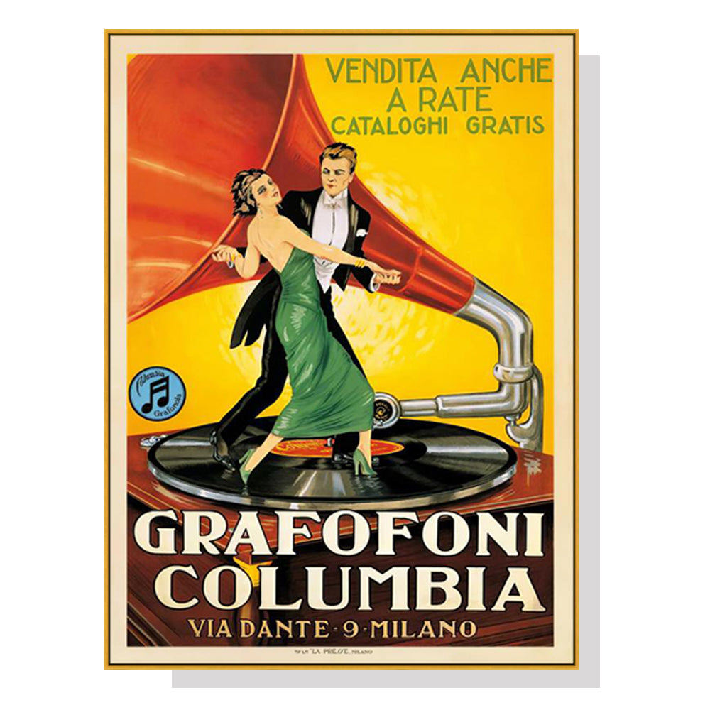 50cmx70cm-grafofoni-columbia-gold-frame-canvas-wall-art www.mallsonline.com.au