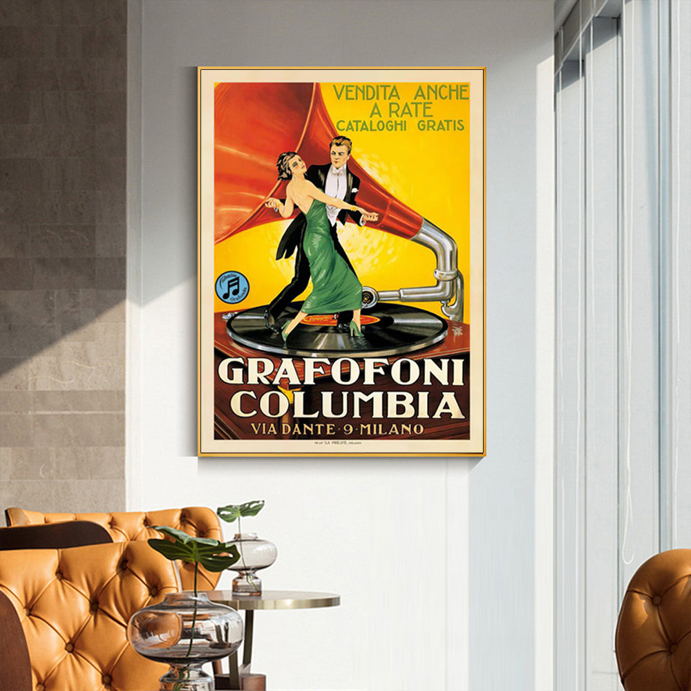 50cmx70cm-grafofoni-columbia-gold-frame-canvas-wall-art www.mallsonline.com.au