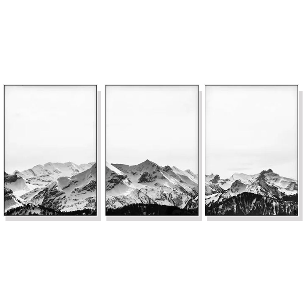 40cmx60cm-black-white-mountain-3-sets-white-frame-canvas-wall-art www.mallsonline.com.au