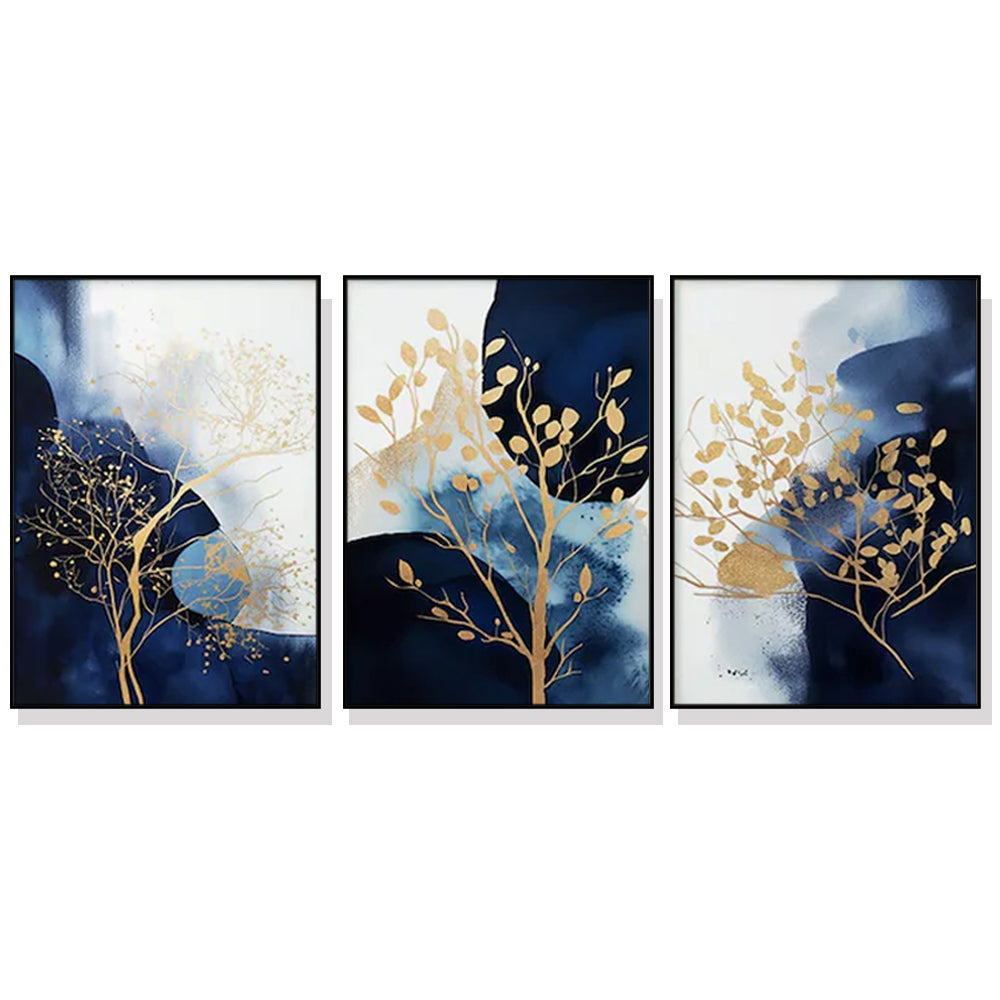 50cmx70cm-navy-and-gold-watercolor-shapes-3-sets-black-frame-canvas-wall-art www.mallsonline.com.au