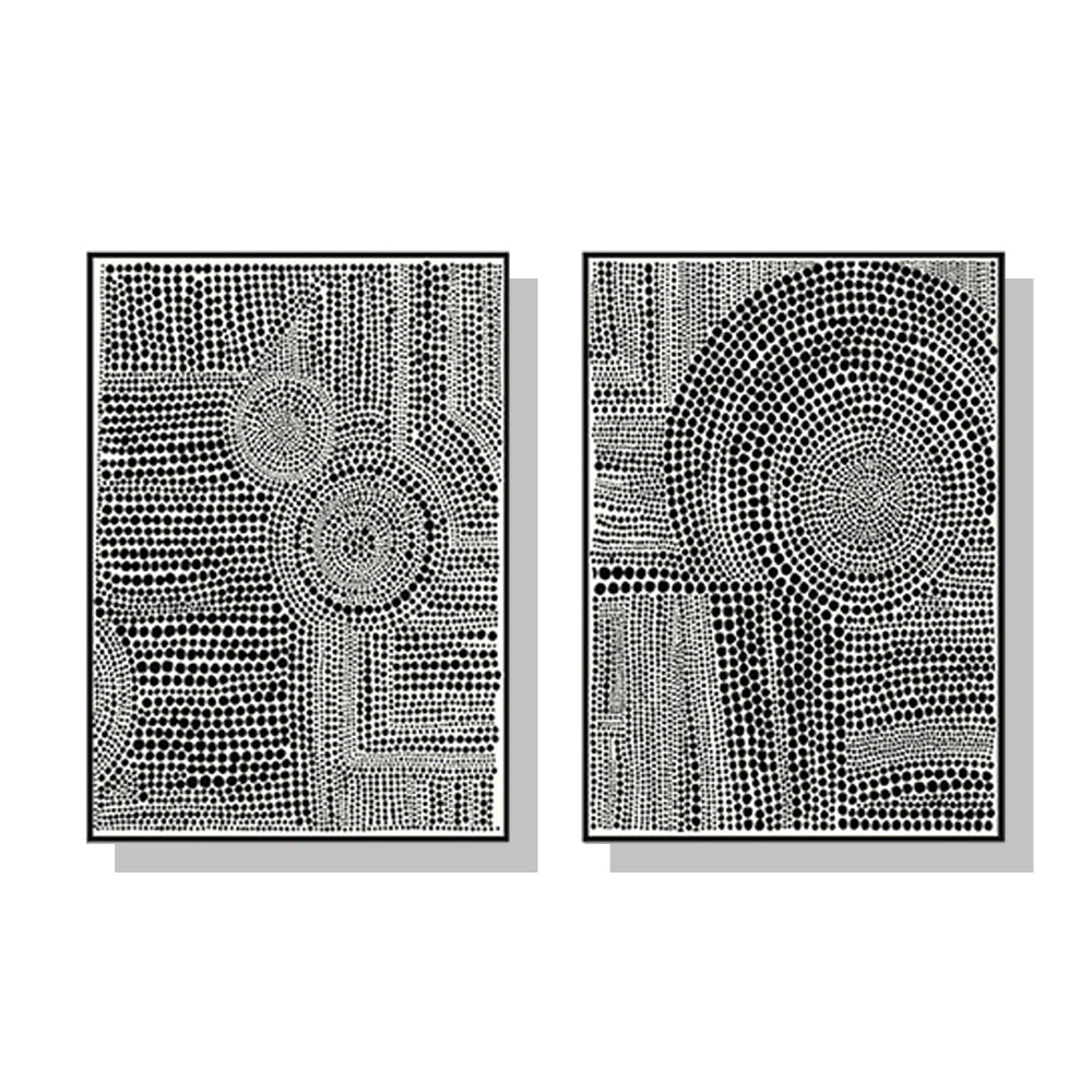 70cmx100cm-clustered-dots-2-sets-black-frame-canvas-wall-art www.mallsonline.com.au