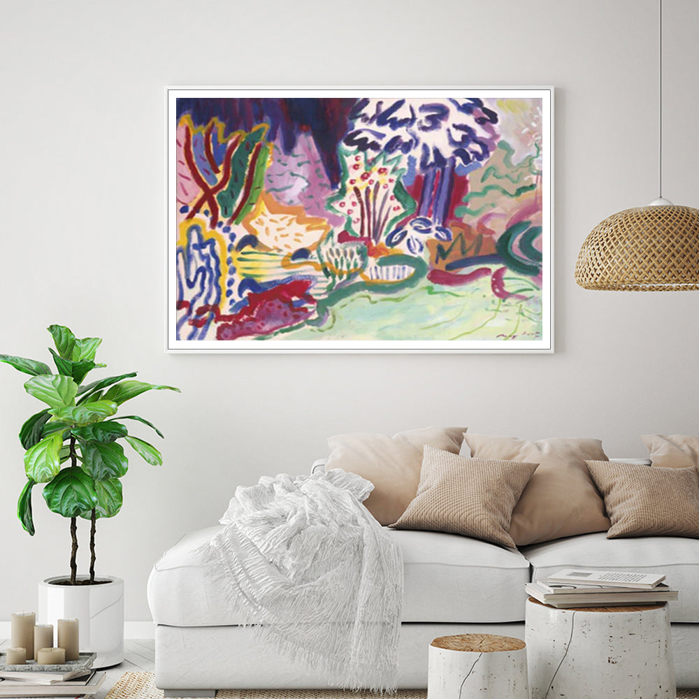 70cmx100cm-late-summer-white-frame-canvas-wall-art www.mallsonline.com.au