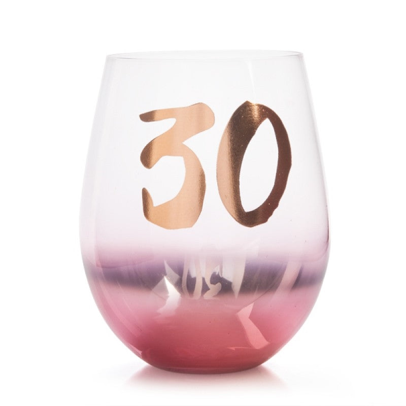 30th-birthday-blush-stemless-glass www.mallsonline.com.au