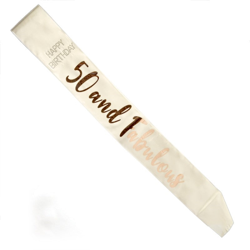 50-and-fabulous-rose-gold-on-white-sash www.mallsonline.com.au
