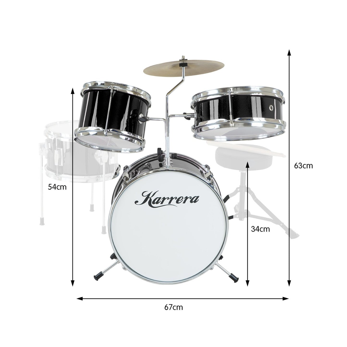 karrera-childrens-4pc-drum-kit-black at www.mallsonline.com.au