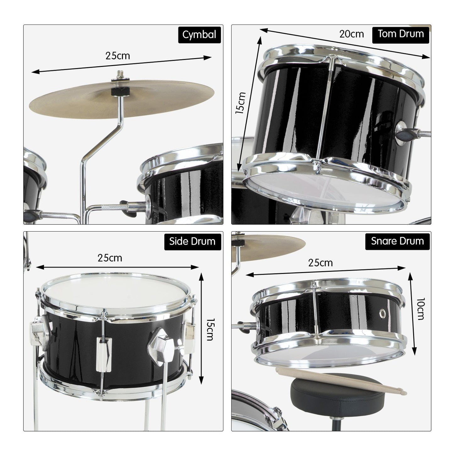 karrera-childrens-4pc-drum-kit-black at www.mallsonline.com.au