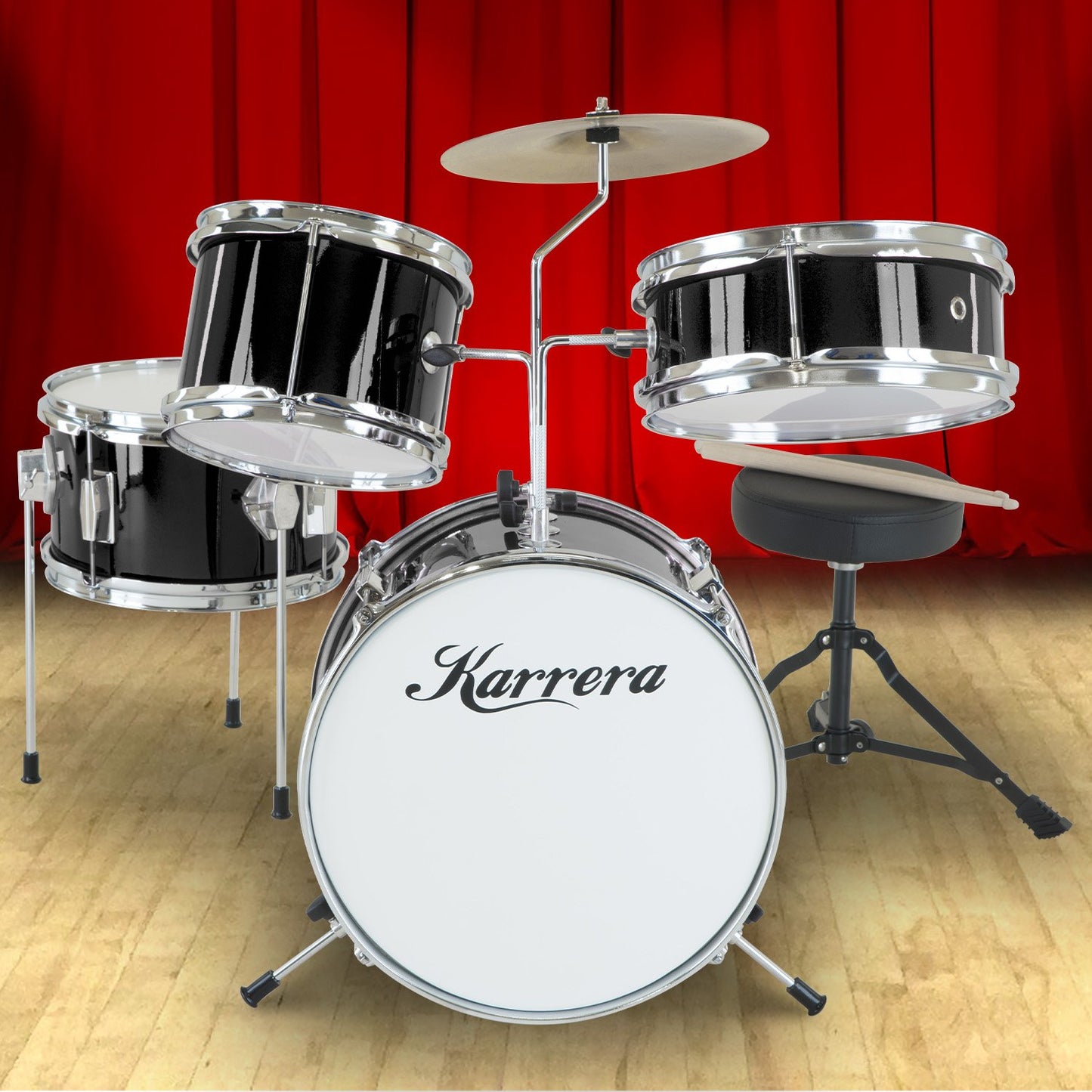 karrera-childrens-4pc-drum-kit-black at www.mallsonline.com.au