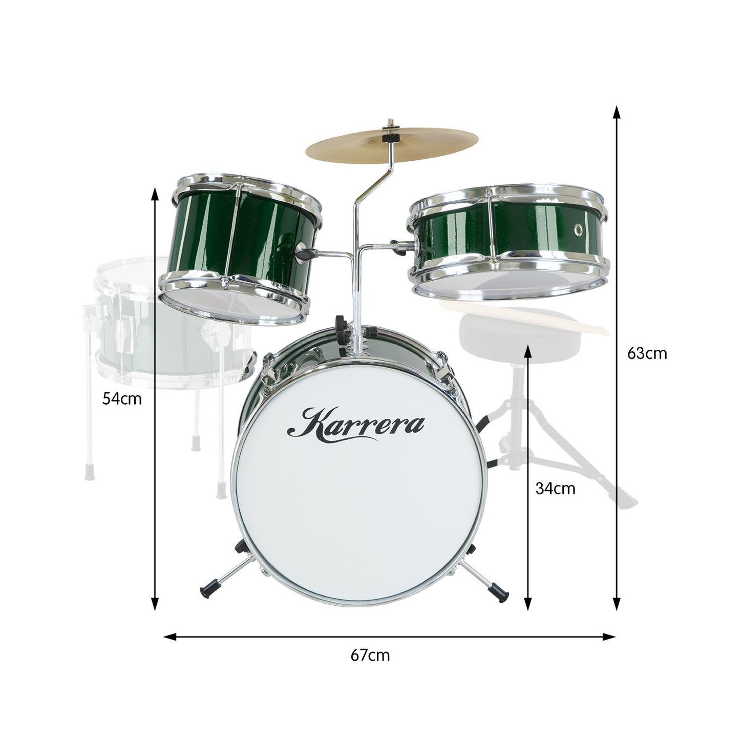 karrera-childrens-4pc-drumkit-green at www.mallsonline.com.au