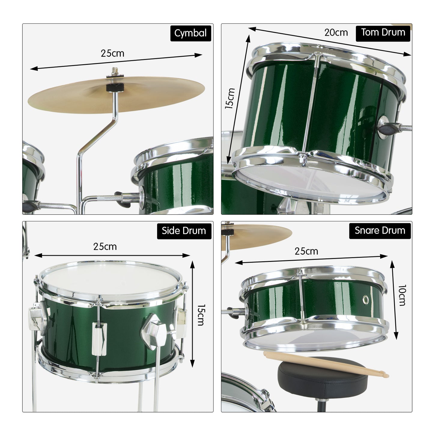 karrera-childrens-4pc-drumkit-green at www.mallsonline.com.au