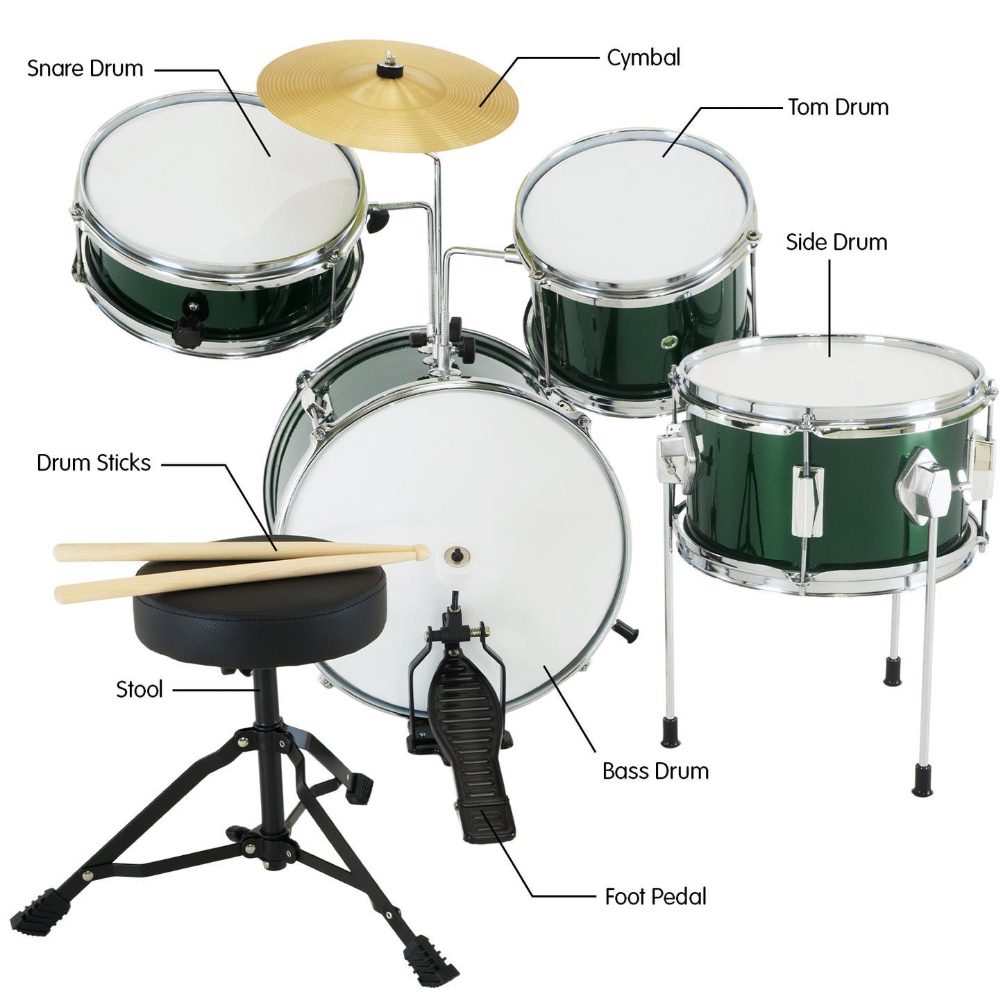karrera-childrens-4pc-drumkit-green at www.mallsonline.com.au