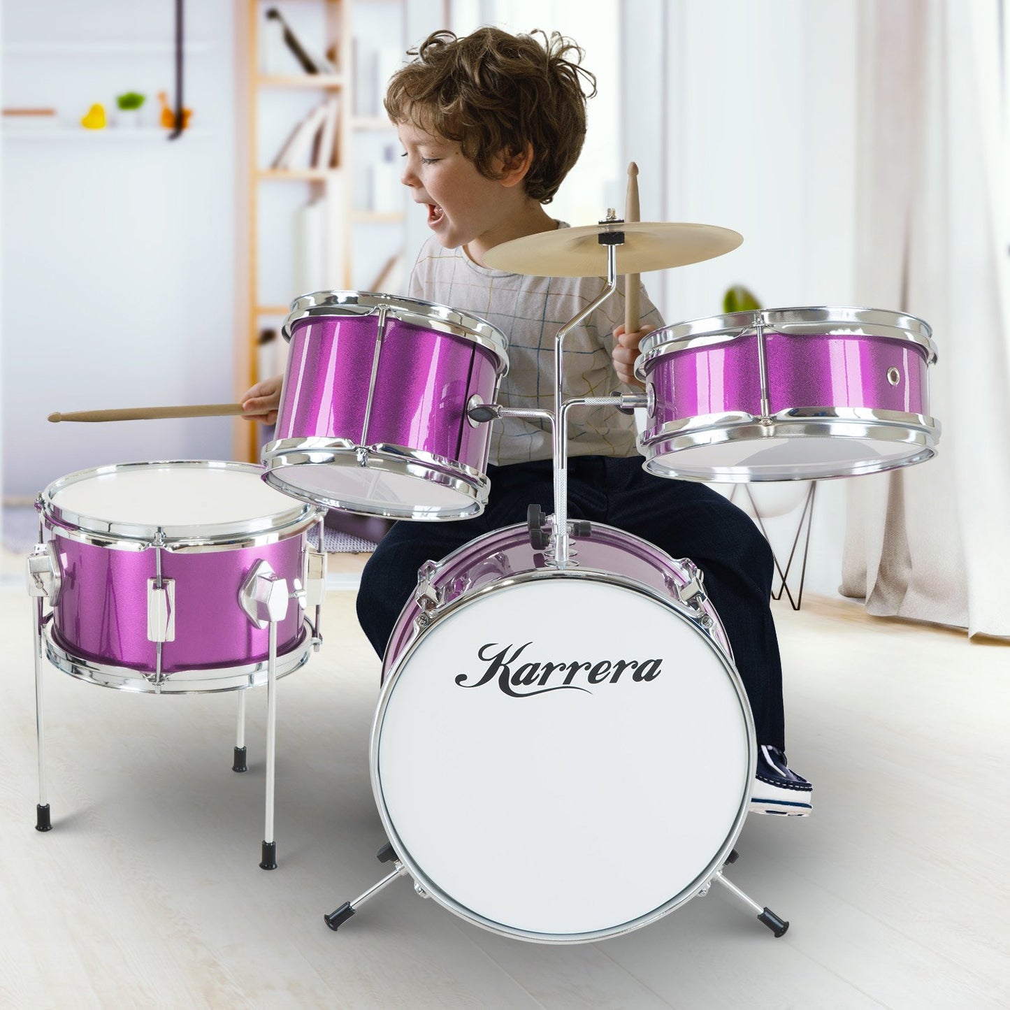 karrera-childrens-4pc-drum-kit-purple at www.mallsonline.com.au