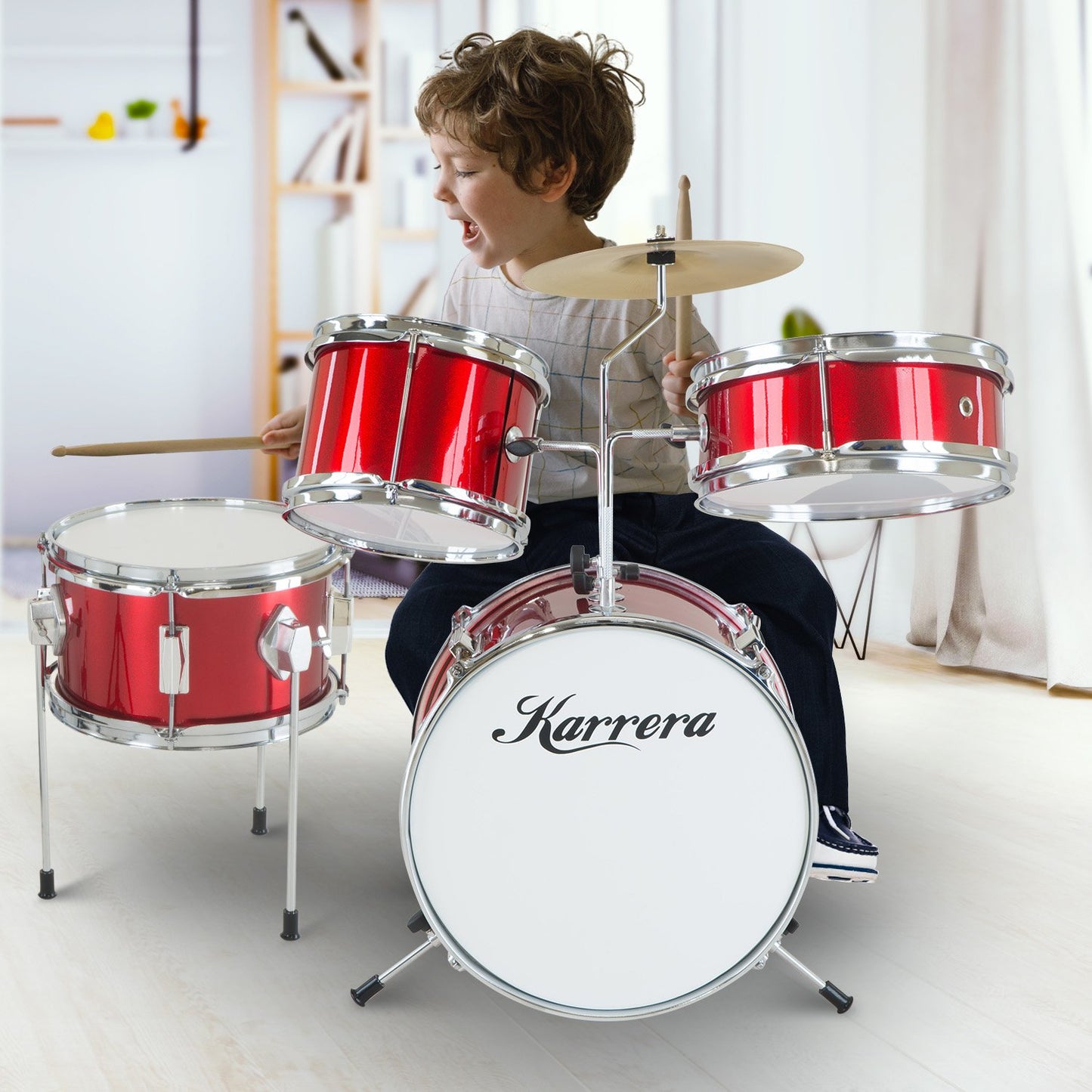 karrera-childrens-4pc-drum-kit-red at www.mallsonline.com.au