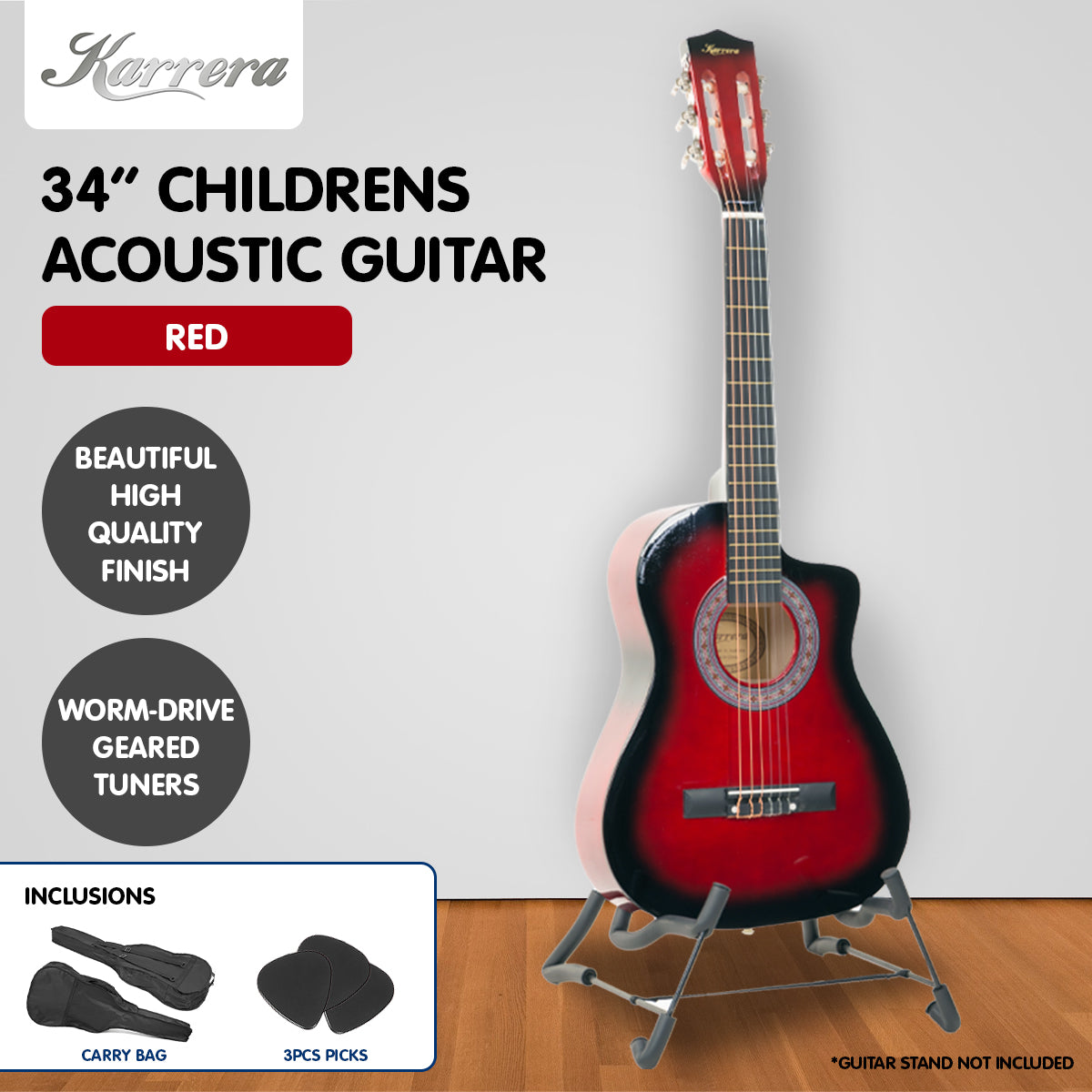 karrera-childrens-acoustic-guitar-kids-red at www.mallsonline.com.au