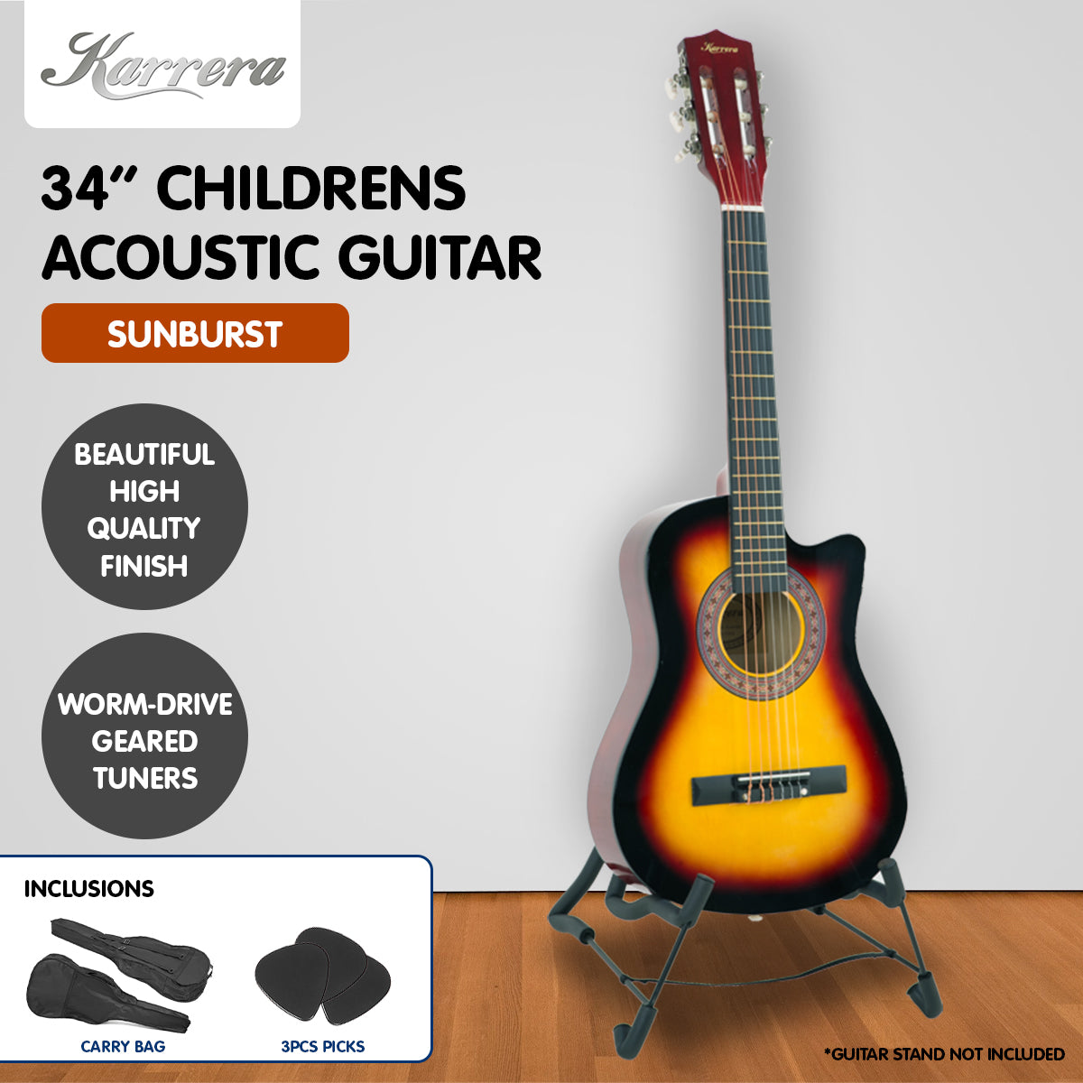 karrera-childrens-acoustic-guitar-kids-sunburst at www.mallsonline.com.au