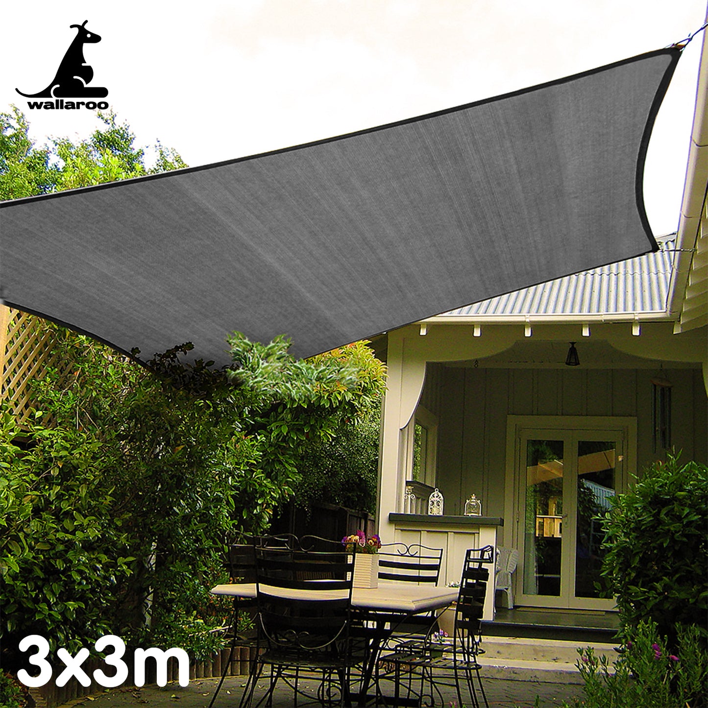 wallaroo-outdoor-sun-shade-sail-canopy-grey-square-3-x-3m www.mallsonline.com.au