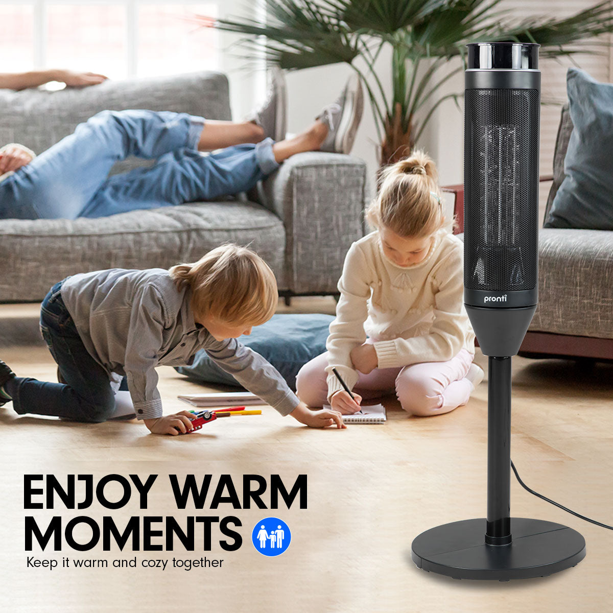 pronti-electric-tower-heater-2000w-ceramic-portable-remote-black at www.mallsonline.com.au