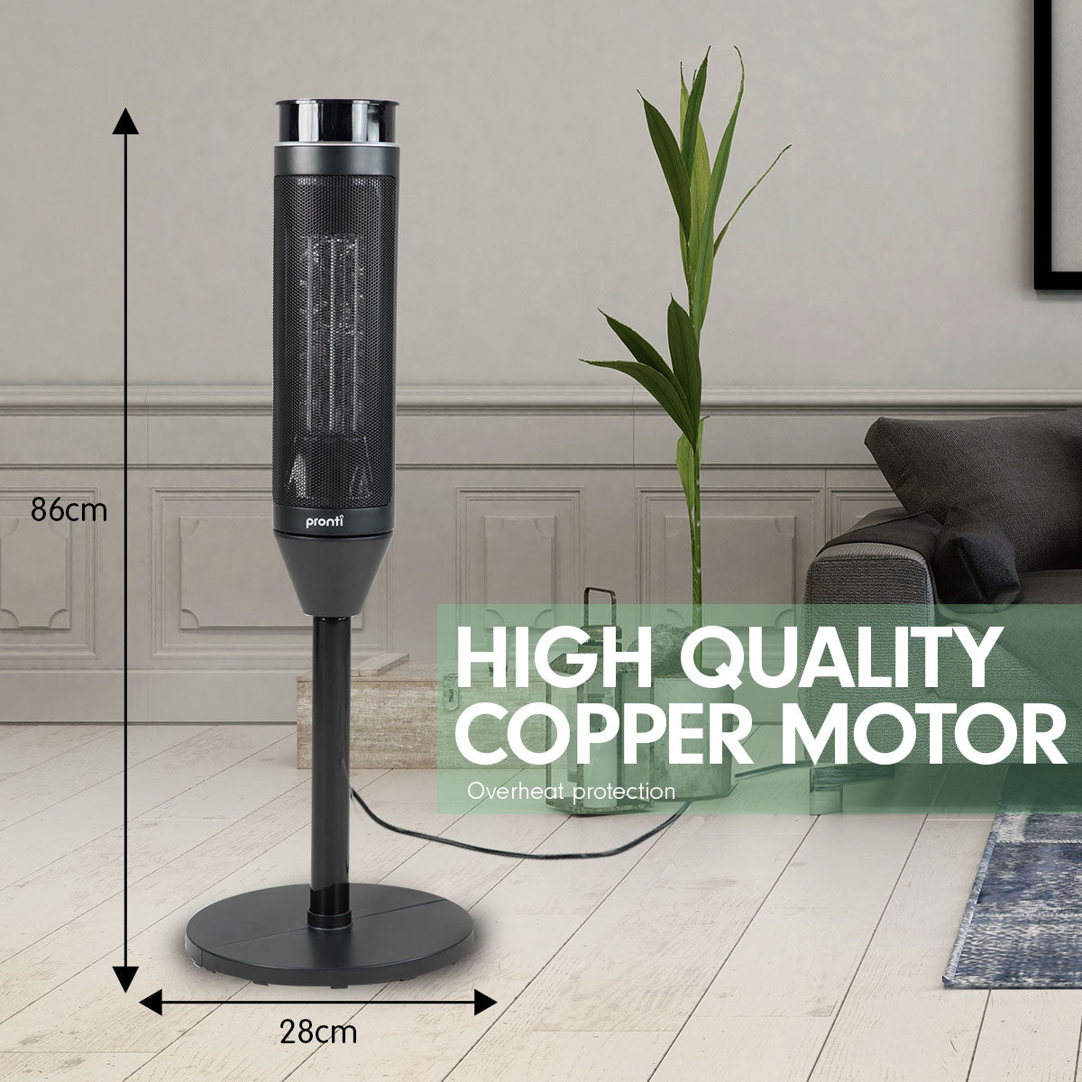 pronti-electric-tower-heater-2000w-ceramic-portable-remote-black at www.mallsonline.com.au