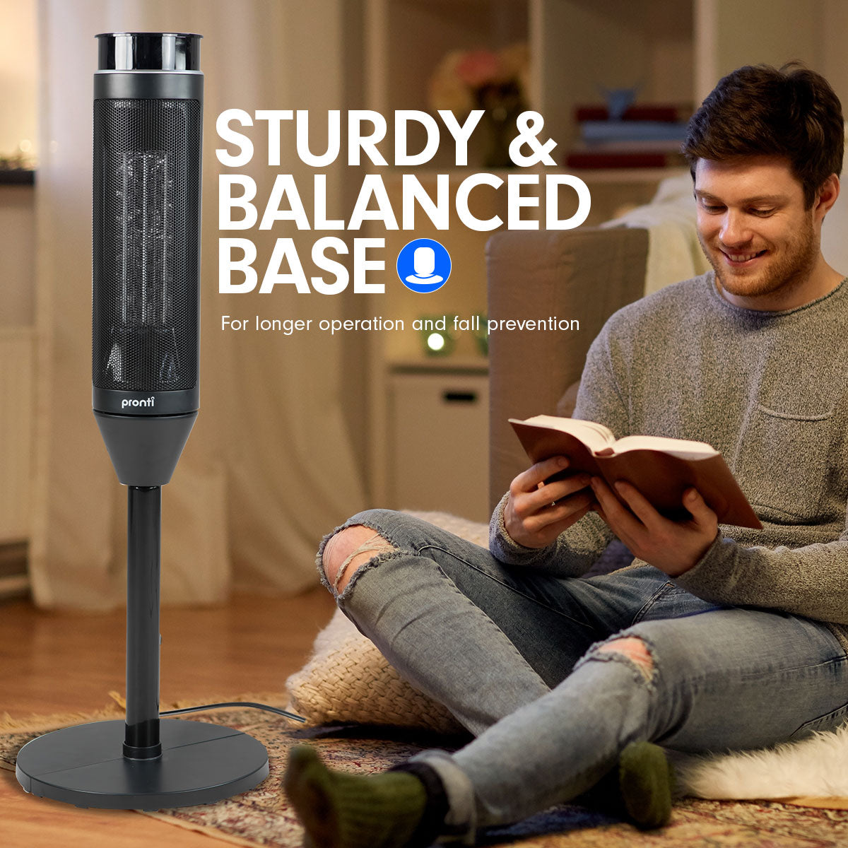 pronti-electric-tower-heater-2000w-ceramic-portable-remote-black at www.mallsonline.com.au